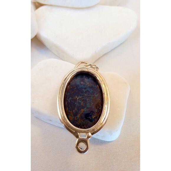 Natural Deep Blue Azurite & Blue Topaz  925 Sterling Silver Pendant - Picture 6 of 8